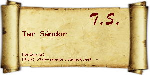 Tar Sándor névjegykártya