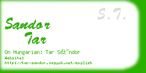 sandor tar business card